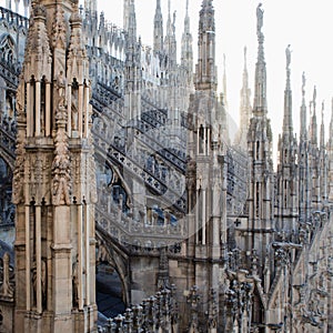 View from the roof of the Cathedral of Duomo in Milan