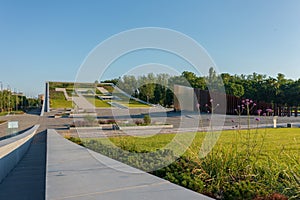 View about the roof garden of the Museum of Ethnography at city park Budapest.