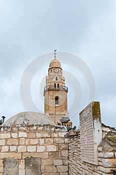 View from the roof of the house next to Dormition Abbey in old city of Jerusalem, Israel