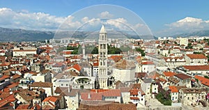 View of roof and Saint Domnius bell tower in Split