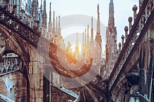Milan cathedral Duomo spires and statues