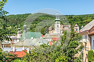 View at the roofs of houses in Banska Stiavnica, Slovakia