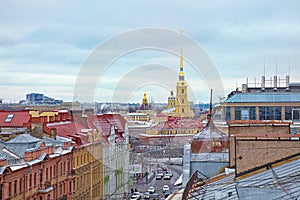 The view at the roofs of the old city of St. Petersburg