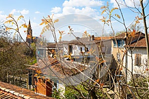 View of the roofs and Saint-Orens church in Montauban