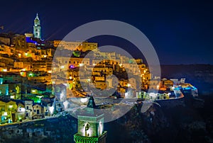 View of rooftops of the Italian city Matera with san pietro caveoso and the cathedral...IMAGE