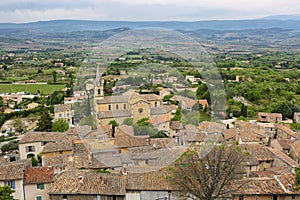 View on rooftops and Luberon valley in Bonnieux, Provence France