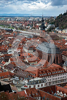 View of rooftops of old town of Heidelberg, Germany