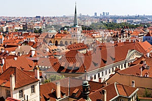 View of the rooftops of Prague Castle on a sunny day