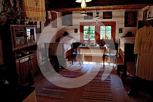 Room of a village house in a historical arrangement in the style of the 19th century, Slovakia