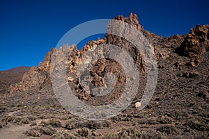 View of Roques de GarcÃ­a unique rock formation in Teide National Park, Tenerife, Canary Islands, Spain