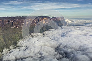 View from the Roraima tepui on Kukenan tepui at the fog - Venezuela, Latin America