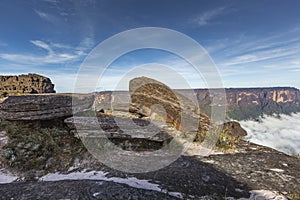 View from the Roraima tepui on Kukenan tepui at the mist - Venezuela, South America photo