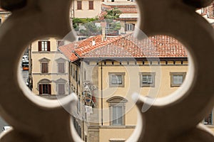 View through rose window in Florence