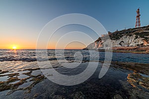 View of Rosh Hanikra from Achziv Beach