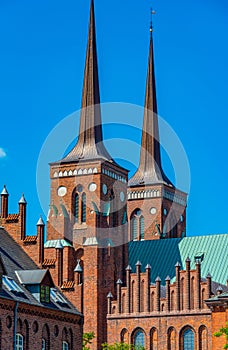 View of Roskilde cathedral in Denmark