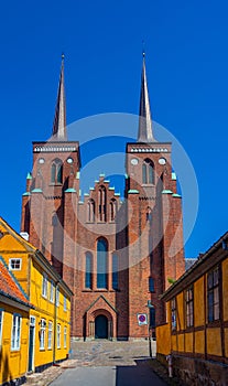 View of Roskilde cathedral in Denmark