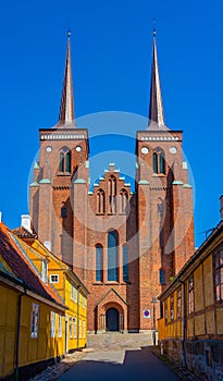 View of Roskilde cathedral in Denmark