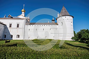 View of Rostov Kremlin on sunny day, Golden Ring Russia.