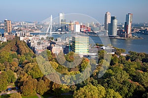 View of Rotterdam city and park from Euromast