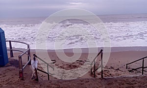 View of the rough sea in bournemouth