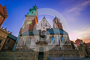 View of the Royal Archcathedral Basilica of Saints Stanislaus and Wenceslaus on the Wawel Hill also known as the Wawel Cathedral a photo