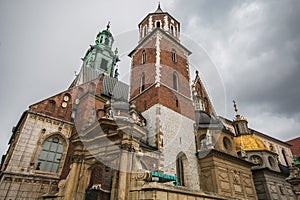 View of the Royal Archcathedral Basilica of Saints Stanislaus and Wenceslaus on the Wawel Hill also known as the Wawel Cathedral