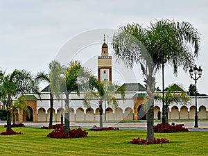 View of the Royal Family Mosque of Ahl Fas on a cloudy autumn day