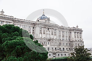 View of Royal Palace from the park side in Madrid