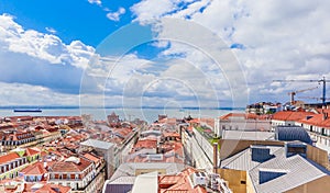 Rua Aurea and the Pombaline Downtown of Lisbon from the upper level terrace of Santa Just Lift, Lisbon, Portugal photo