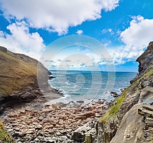 View of the rugged coastline at Tintagel