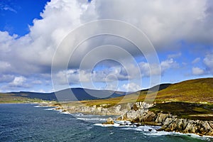 View of the rugged and wild coast on Achill Island, on the Wild Atlantic Way, Ireland