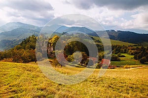 View of ruin castle in beutiful landscape
