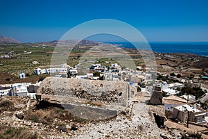 View from the ruins of the Castle of Akrotiri also known as Goulas or La Ponta, a former Venetian castle on the island of