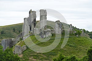 View of the ruins of Corfe Castle
