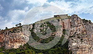 Etruscan temple of Jupiter in Terracina on Mount Sant`Angelo, Terracina, Lazio, Italy