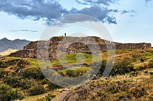 View of the ruins of the fortress of Puka Pukara in Cusco, Peru photo