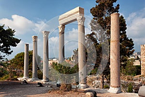 View of the ruins of the historic city of Byblos.