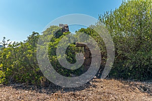 View of ruins of a house in Corsica