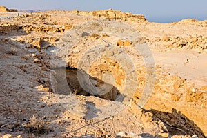 View on the ruins of the Masada fortress in the Judaean Desert, Israel