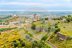 View at the ruins od wall Montemor-o-Novo castle - Portugal photo