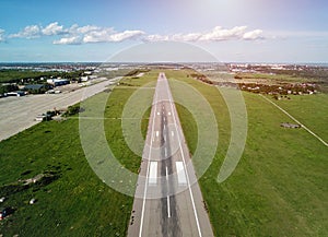 View on runways. an empty airfield with no aircraft. crisis in aviation