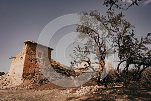 A view of a rural village house in the High Atlas Mountains in Morocco.