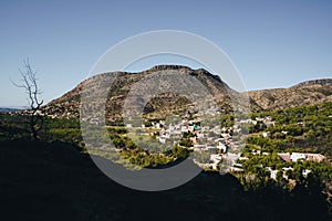 view of the rural village and mountains on a sunny day in Imouzzer Ida Ou Tanane, Agadir, Morocco photo