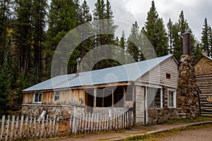 View of a rustic house in St. Elmo, a ghost town in Colorado, USA