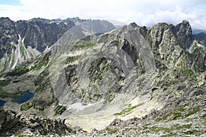 View from Rysy peak in Tatry mountains