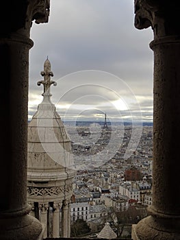 View from the Sacre Coeur with Eiffeltower in background