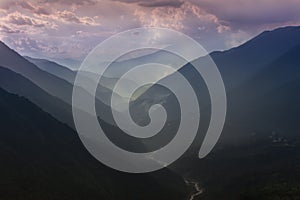 View of the Sacred Valley of the Incas and the Urubamba river photo