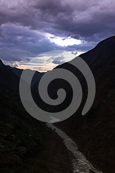 View of the Sacred Valley of the Incas and the Urubamba river photo
