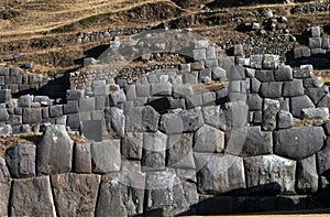 View of the Sacsayhuaman fortress, Inca ruins in Cusco or cuzco, Peru