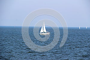 View on sail boat on the northern sea island juist germany